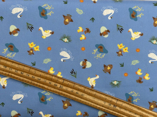 lewis and & irene small things fairytales fairy tales ugly duckling blue cotton fabric shack malmesbury
