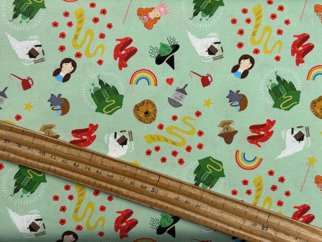 lewis and & irene small things fairytales fairy tales wizard of oz mint cotton fabric shack malmesbury