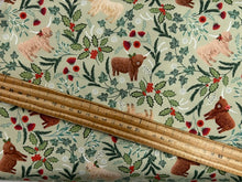 lewis and irene celtic christmas highland cow holly christmas cotton fabric shack malmesbury highlands festive sage