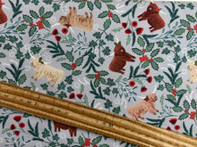 lewis and irene celtic christmas highland cow holly christmas cotton fabric shack malmesbury highlands misty silver light grey