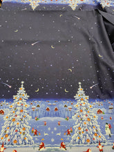 lewis and irene eva melhuish tomtens forest friends extra wide double border navy blue christmas holidays hare fox santa