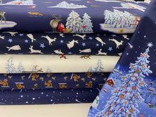 lewis and irene eva melhuish tomtens forest friends shooting stars and moon navy blue christmas holidays hare fox santa