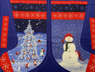 lewis and irene eva melhuish tomtens forest friends stocking panel christmas holidays hare fox santa
