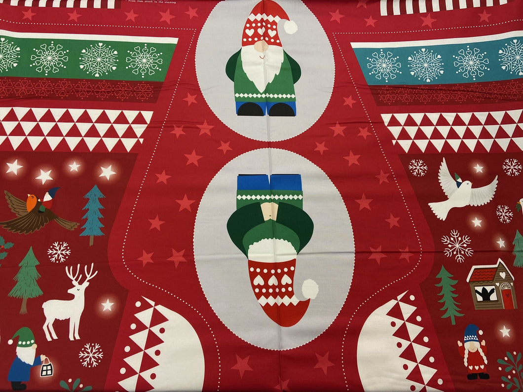 lewis and irene hygge glow tontem gnome nisse giant christmas stocking pillow cotton fabric panel shack malmesbury