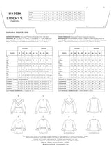 liberty dressmaking dress making pattern Rosanna ruffle top 14-22 fabric shack malmesbury LIB302B back page