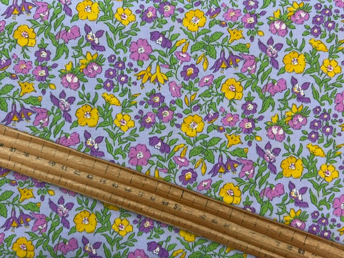 liberty everlasting mamie flower floral lilac yellow cotton fabric shack malmesbury