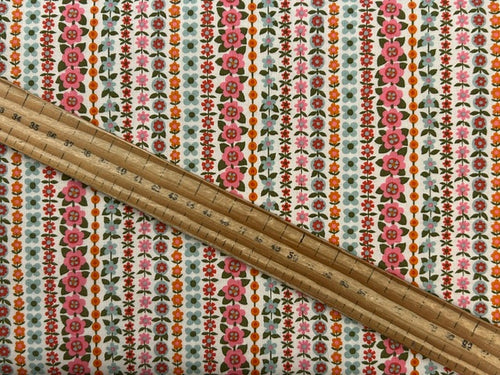 Liberty Everlasting Soho Stripes Pink/Peach 13B Floral Cotton Fabric by 1/4 Metre*