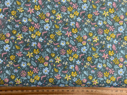 liberty heirloom spring floral flowers morning meadow teal cotton fabric shack malmesbury 2