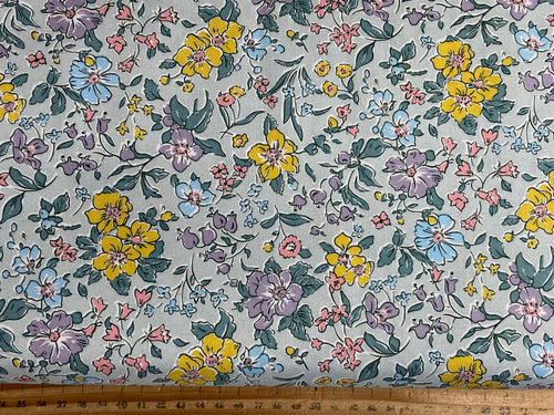 liberty heirloom spring floral flowers sping petals blue grey cotton fabric shack malmesbury