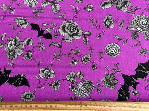 libs elliott andover makower phantasm halloween gothic night garden bats elixir purple cotton fabric fabric shack malmesbury