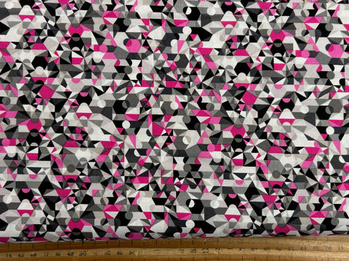 Libs Elliot for Andover Phantasm Storm Scream Pink/Mono Cotton Fabric by 1/4 Metre*