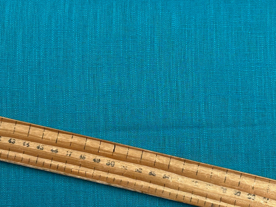 linen look texture ramie cotton blend fabric lagoon turquoise blue fabric shack malmesbury