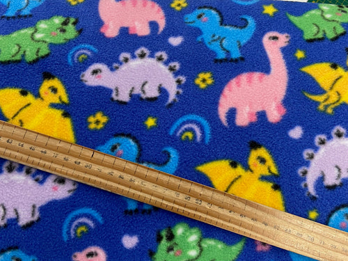 little dinos dinosaur anti pil fleece blue brontosaurus stegasaurus fabric shack malmesbury