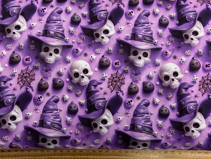 little johnny johnnie halloween 3d spooky witch skull spider purple cotton fabric shack malmesbury