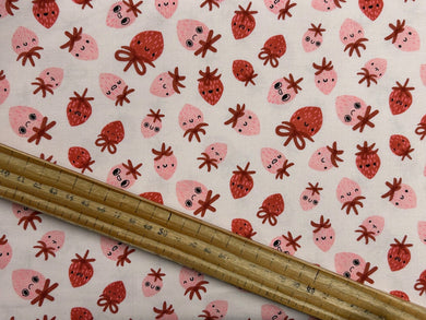 lizzy house moda funny valentine strawberry strawberres pink red cotton fabric shack malmesbury