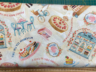 louise nesbit michael miller baked with love afternoon tea shop cream cakes baking cake teapot gingham blue cotton fabric shack malmesbury