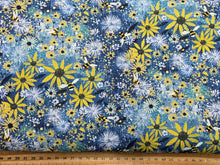 lucy grossmith 3 three wishes the secret garden sunflower bumble bee blue cotton fabric shack malmesbury