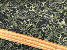 lyocell tencel floral flower palm leaves rain forest green soft drapey fabric shack malmebury