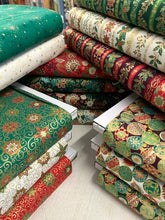makower adorn christmas metallic bauble star flower cotton fabric shack malmesbury