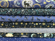 Makower Charmed Twilight Black Metallic Cotton Fabric by 1/4 Metre*