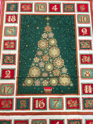 makower good tidings christmas metallic holly crystal sarasa sprig holly green red cotton fabric shack malmesbury stack advent panel