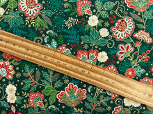 makower adorn christmas metallic oranament bloom green cotton fabric shack malmesbury