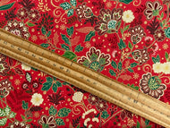 makower adorn christmas metallic oranament bloom red cotton fabric shack malmesbury