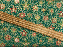 makower adorn christmas metallic ornate star green cotton fabric shack malmesbury