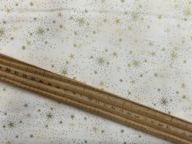 makower adorn christmas metallic sparkle star cream cotton fabric shack malmesbury