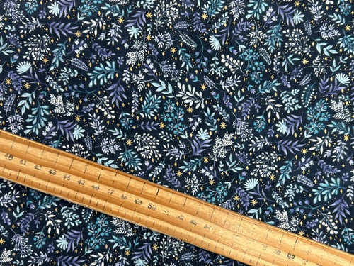 makower charmed cat cats moon stars galaxy flora black cotton fabric shack malmesbury