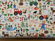 makower fun farm friends cream farmyard cotton fabric shack malmesbury