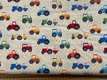 makower fun farm tractors cream farmyard cotton fabric shack malmesbury