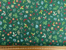 makower good tidings christmas metallic holly sprig green cotton fabric shack malmesbury