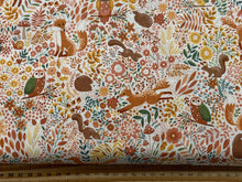 makower hello autumn fox owl hedgehog squirrel toadstool acorn mushroom cream cotton fabric shack malmesbury