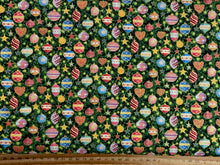 makower jolly st nick christmas metallic bauble green cotton fabric shack malmesbury