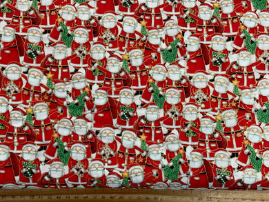 makower jolly st nick christmas metallic santa father christmas red white cotton fabric shack malmesbury