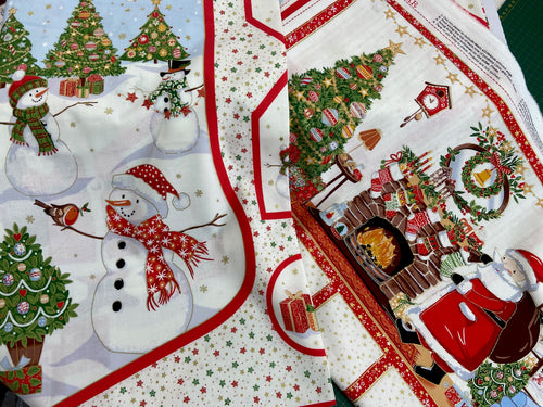 makower jolly st nick christmas metallic santa gifts advent calendar stocking panel cotton fabric shack malmesbury 2