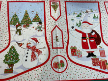 makower jolly st nick christmas metallic santa snowman stocking panel cotton fabric shack malmesbury