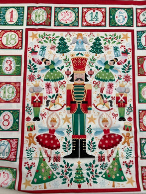 makower nutcracker christmas cotton fabric advent panel cream pocket shack malmesbury