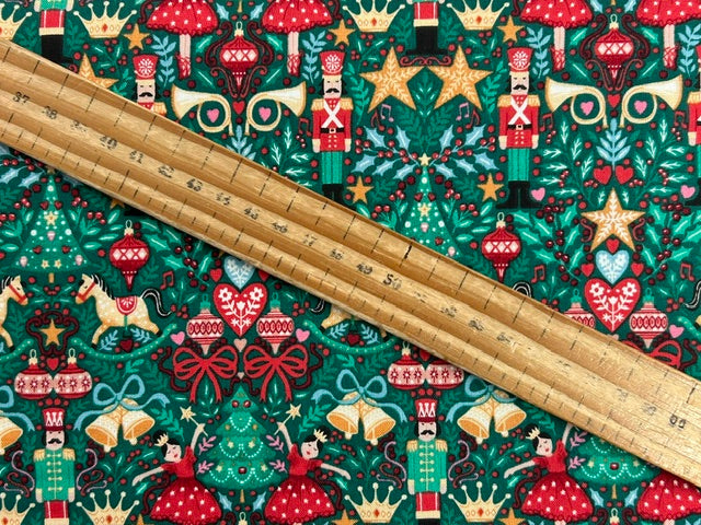 makower nutcracker christmas cotton fabric sugar plum green shack malmesbury