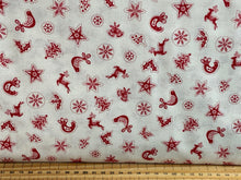 makower scandi 23 christmas cotton fabric shack malmesbury stag snowflake dove holly tree scatter red