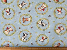 mans best friend dog puppy pup christmas holiday berry wreath blue cotton fabric shack malmesbury