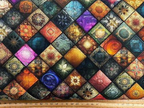 Blank Quilting Forget Me Not Notions Quilt Diamonds Cotton Fabric by 1/4 Metre*