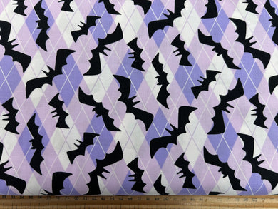 me and my sister designs moda fabboolous halloween harlequin plaid bat lavender cotton fabric shack malmesbury