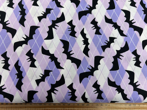me and my sister designs moda fabboolous halloween harlequin plaid bat lavender cotton fabric shack malmesbury