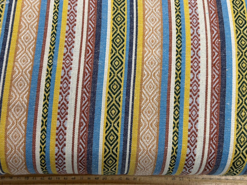 mexican stripes recycled jacquard polycotton cotton stripe blue yellow brown 716 fabric shack malmesbury