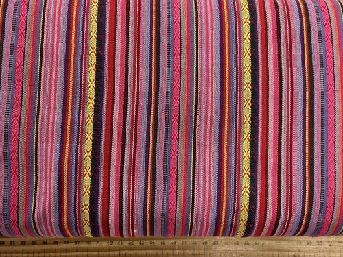 mexican stripes recycled jacquard polycotton cotton stripe pink purple yellow 709 fabric shack malmesbury