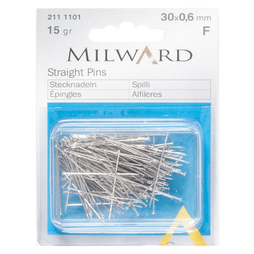 milward straight pins silver stainless steel fabric shack malmesbury 2111101