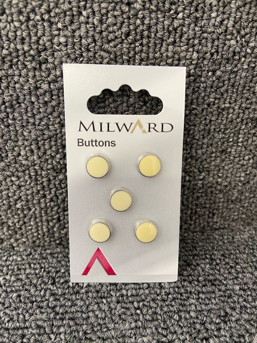 milward button buttons Cream Silver Rimmed 10mm Shank Pack of 5 Code G 01274