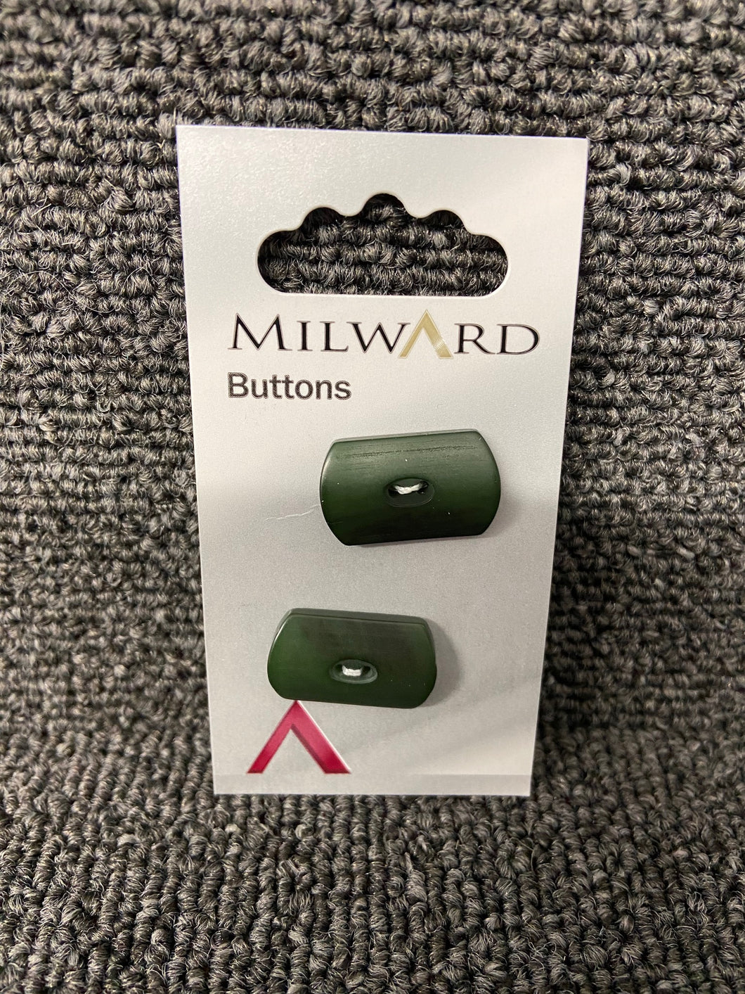 milward button buttons green rectangle Two Hole 23mm Pack of 2 Code C 01316